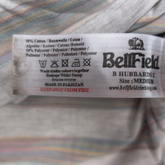 Bellfield Hubbards beige striped chest pocket short sleeve t-shirt tee shirt top - Picture 5 of 7